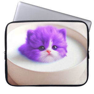 Capa Para Notebook Brilho de Gatinho Roxo Surreal