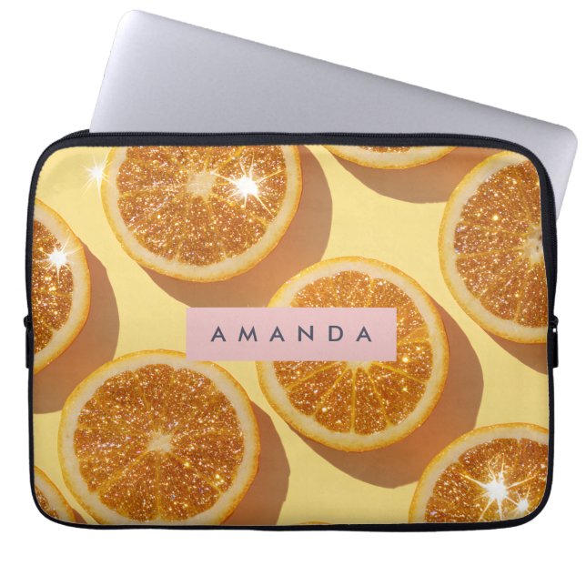 Capa Para Notebook Brilho de Laranja Cítrico Personalizado com Faísca (Frente)