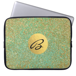 Capa Para Notebook Brilho Dourado Verde Água Azul Glam Tendência