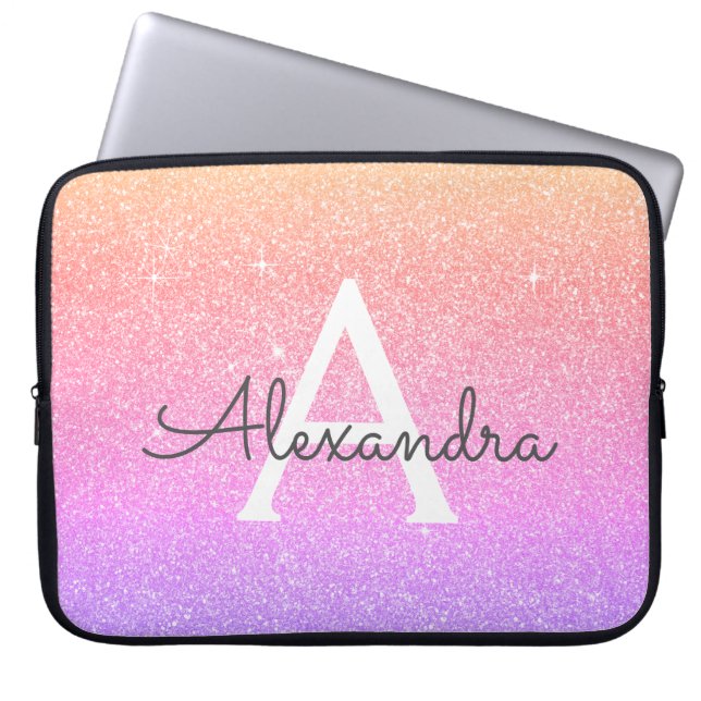 Capa Para Notebook Brilho Roxo e Monograma de Sparkle (Frente)