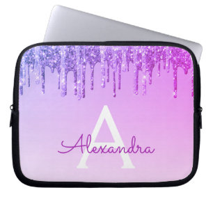 Capa Para Notebook Brilho roxo e Monograma de Sparkle