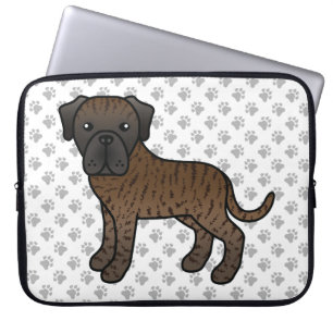 Capa Para Notebook Brindle English Mastiff Cute Cartoon Dog & Paws