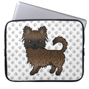 Capa Para Notebook Brindle Long Casaco Chihuahua Cartoon Dog & Paws
