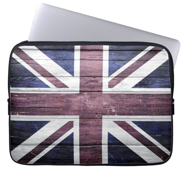 Capa Para Notebook British Flag Vintage Wood (Frente)
