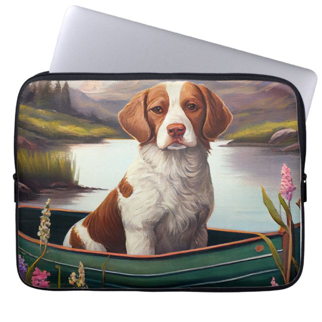 Capa Para Notebook Brittany Spaniel em um Paddle: Uma aventura Cênica (Frente)