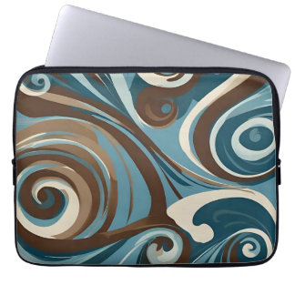 Capa Para Notebook Brown, Blue, and Cream Abstract