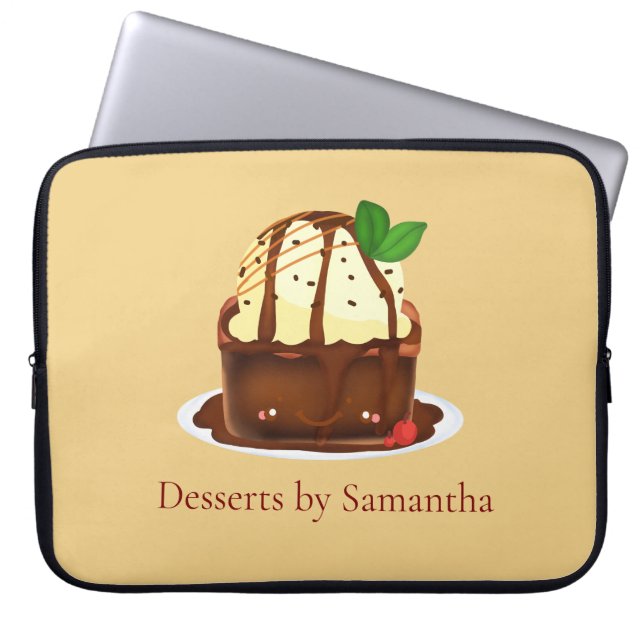Capa Para Notebook Brownie de Chocolate Com Sorvete de Baunilha (Frente)