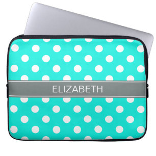 Capa Para Notebook Brt Aqua What Bolinhas #2 Monograma de Cinza de ca