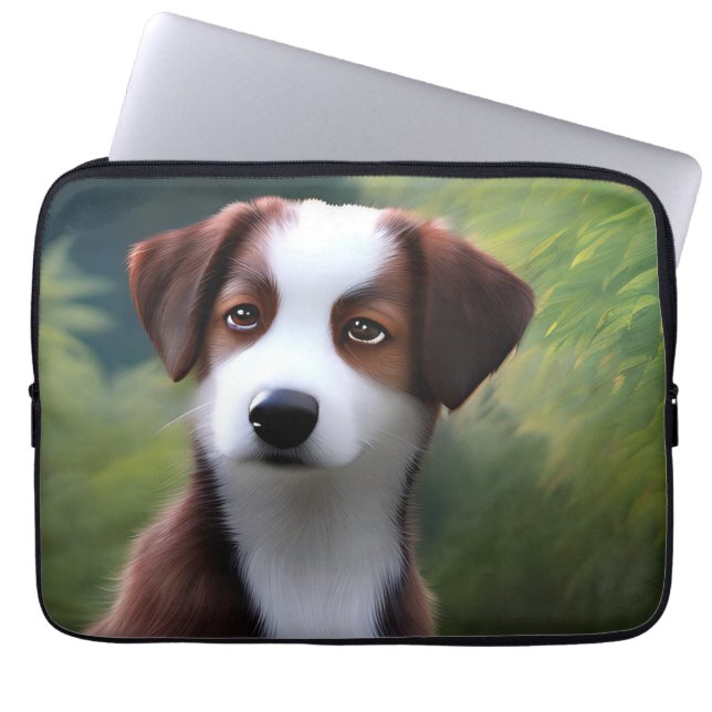 Capa Para Notebook Bruce O Bordo Collie Puppy, Bolsa de laptop (Frente)