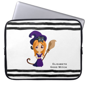 Capa Para Notebook Bruxa Bonita no Halloween Roxo