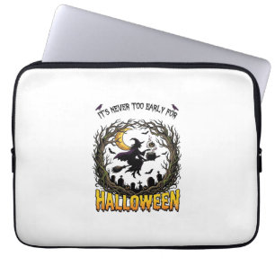 Capa Para Notebook Bruxa de Halloween Caldeirão Cemitério Lua Árvore 