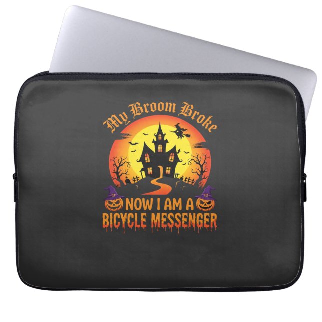 Capa Para Notebook Bruxa de Mensageiro de Bicicleta de Halloween Vass (Frente)