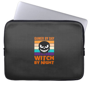 Capa Para Notebook Bruxa Gamer Halloween Crânio Retro