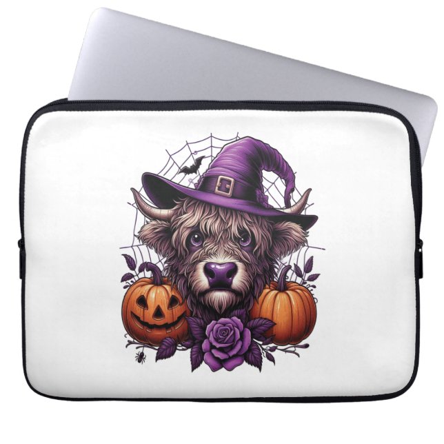 Capa Para Notebook Bruxa Vaca Highland Halloween (Frente)