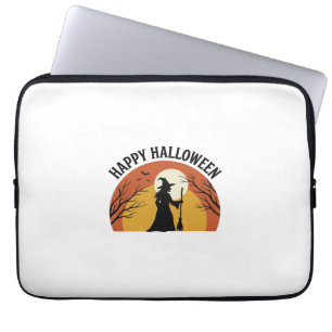 Capa Para Notebook Bruxa Vintage Feliz Roupa de Halloween Design_1