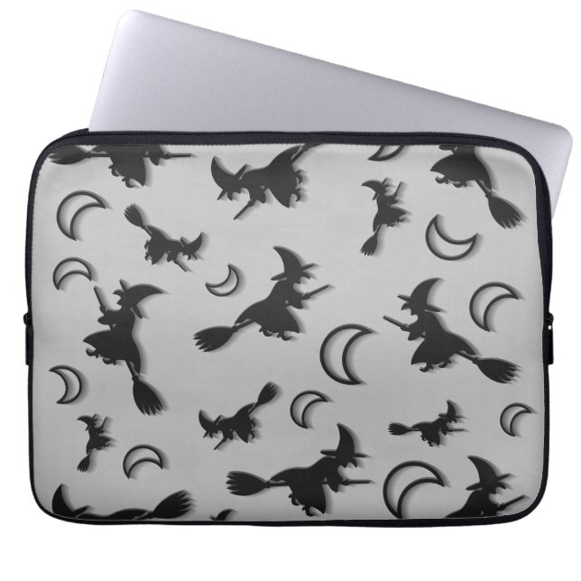 Capa Para Notebook Bruxa voadora entre a meia lua na noite de Hallowe (Frente)
