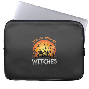 Capa Para Notebook Bruxas Penduradas Lua de Halloween Morcegos Abóbor