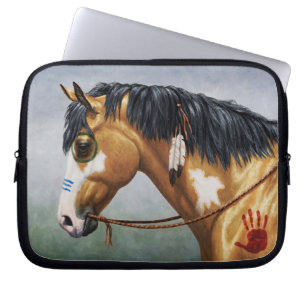 Capa Para Notebook Buckskin Pinto Cavalo de Guerra Nativo Americano