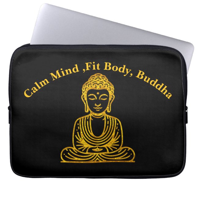 Capa Para Notebook Buda Dourado em Pose Pacífica (Frente)