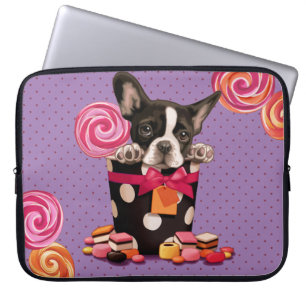 Capa Para Notebook Buldogue francês e doces