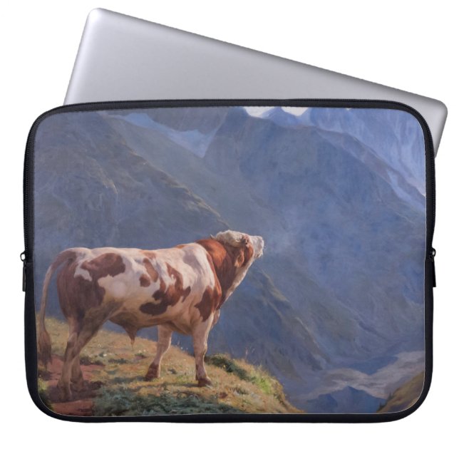 Capa Para Notebook Bull nos Alpes (por Eugène Burnand) (Frente)