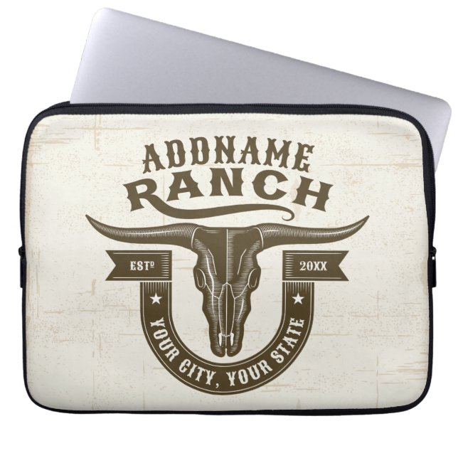Capa Para Notebook Bull Steer Skull Western Ranch (Frente)