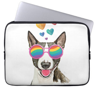 Capa Para Notebook Bull Terrier Dog com Dia de os namorados de coraçã