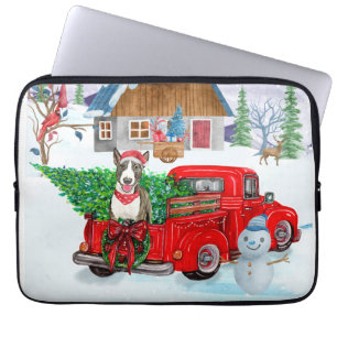 Capa Para Notebook Bull Terrier dog Na Neve Do Caminhão De Parto De N