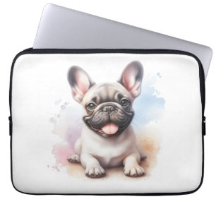 Capa Para Notebook Bulldog Francês em aquarela