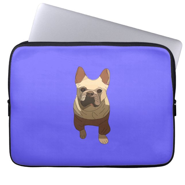 Capa Para Notebook Bulldog Francês, Lavanda Roxo (Frente)