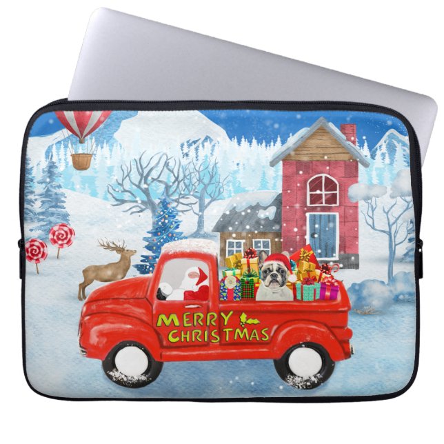Capa Para Notebook Bulldog Francês no Parto de Natal (Frente)