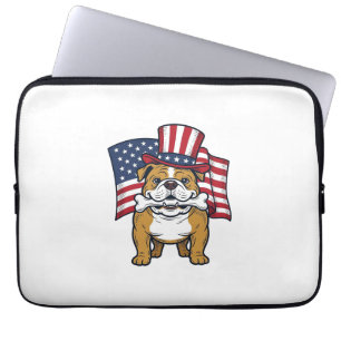 Capa Para Notebook Bulldog Patriótico Com Desenho Vetorial de Bandeir