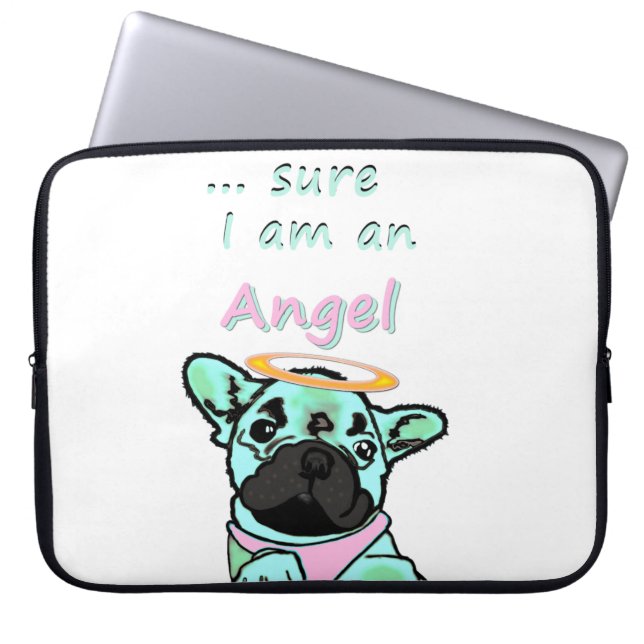 Capa Para Notebook Bulldogue Francês Anjo (Frente)