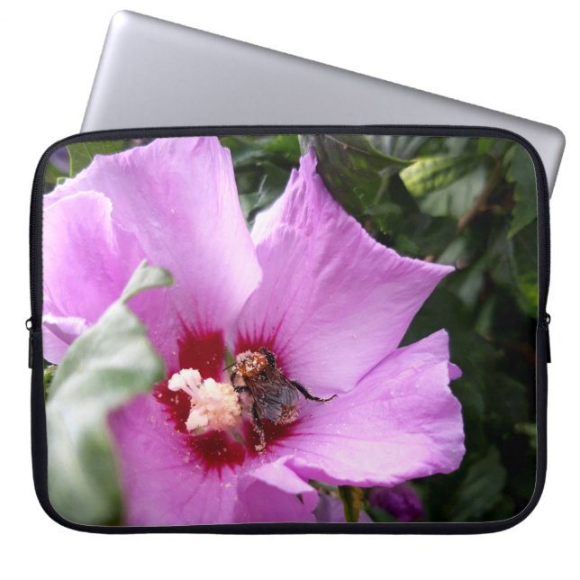 Capa Para Notebook Bumblebee na Flor de Hibiscus (Frente)