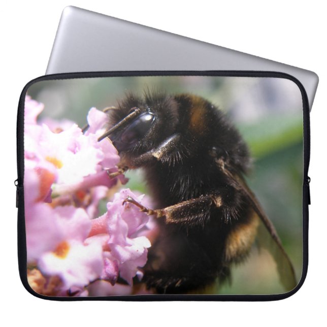 Capa Para Notebook Bumblebee Ocupado e Bolsa de laptop de Flores Rosa (Frente)