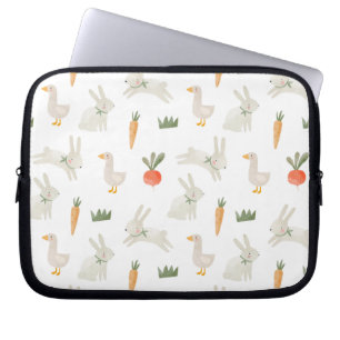 Capa Para Notebook Bunnies e Patos no Padrão de Fazenda