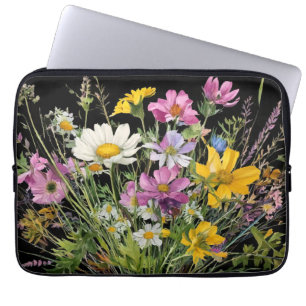 Capa Para Notebook buquê de flor silvestre de aquarela sobre fundo pr