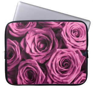 Capa Para Notebook Buquê de rosas roxos, flores fundo floral