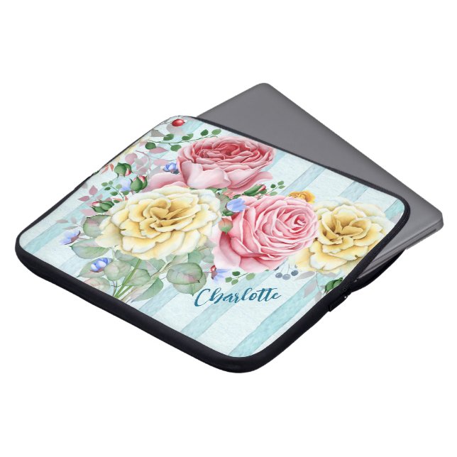 Capa Para Notebook Buquê de Rosas Shabby Chic Personalizado (Frente Topo)