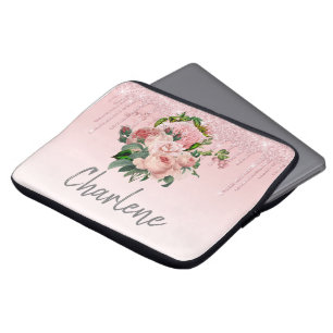 Capa Para Notebook Buquê Floral Cor-de-rosa com brilho brilhante