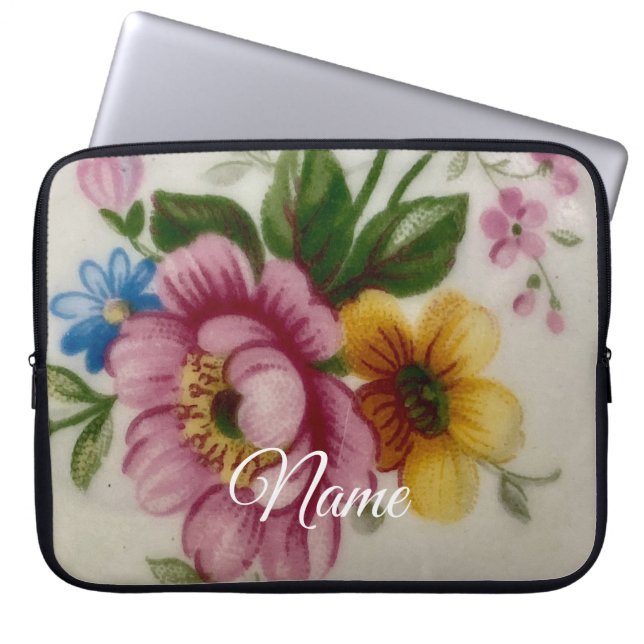 Capa Para Notebook Buquê Floral de Xícara de Chá (Frente)