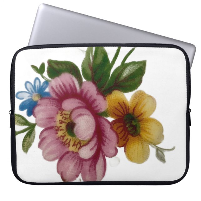 Capa Para Notebook Buquê Floral de Xícara de Chá (Frente)
