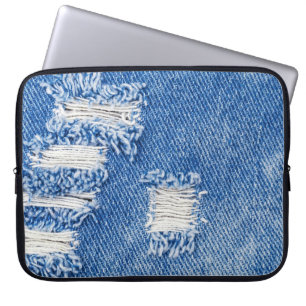 Capa Para Notebook Buraco, jeans de denim, textura rasgada