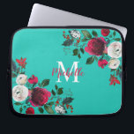 Capa Para Notebook Burgundy Watercolor Peony Rosa Floral Monograma<br><div class="desc">Rosa de peônias botânicas de cor aquosa brilhante Bolsa de laptop floral de cor branca. Borgonha, marsala, rosa branco de peônias de aquarelas, design de chich floral botânico com folhas verdes escuras e bagas em meio aquoso ou turquesa. Possui uma elegante design de tipografia manuscrita com seu nome, Monograma e...</div>