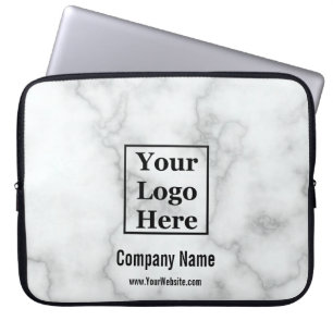 Capa Para Notebook Business Faux White Marble Seu Logotipo Aqui