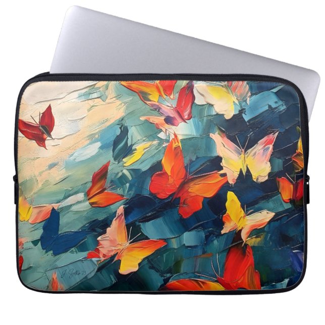 Capa Para Notebook Butterflies in Motion – Expressive Abstract Flight (Frente)