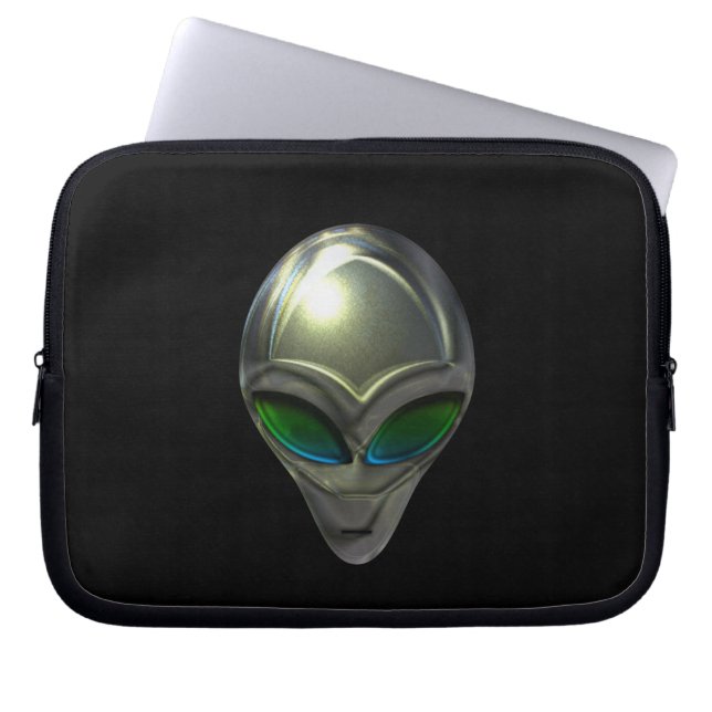 Capa Para Notebook Cabeça de Alienígena metálica 02 Eletrônicos Saco (Frente)