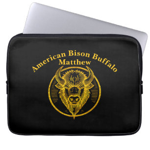 Capa Para Notebook Cabeça de Bison Buffalo gravada em Design circular