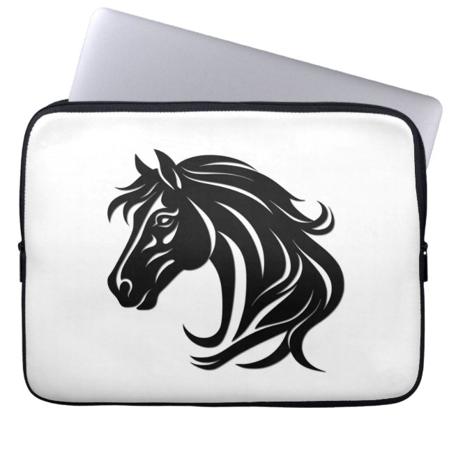 Capa Para Notebook Cabeça de Cavalo Preto Magnífico (Frente)