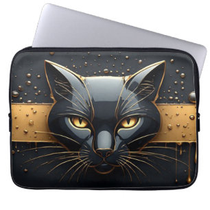 Capa Para Notebook Cabeça de Gato Preto com Design de Gotejamento Dou